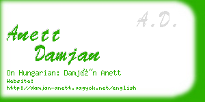 anett damjan business card